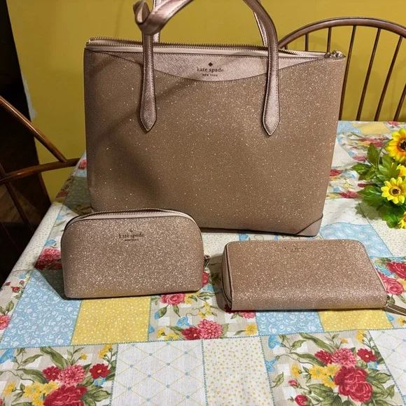 Kate Spade Glittery Tan Tote Bag - Picture 4 of 4